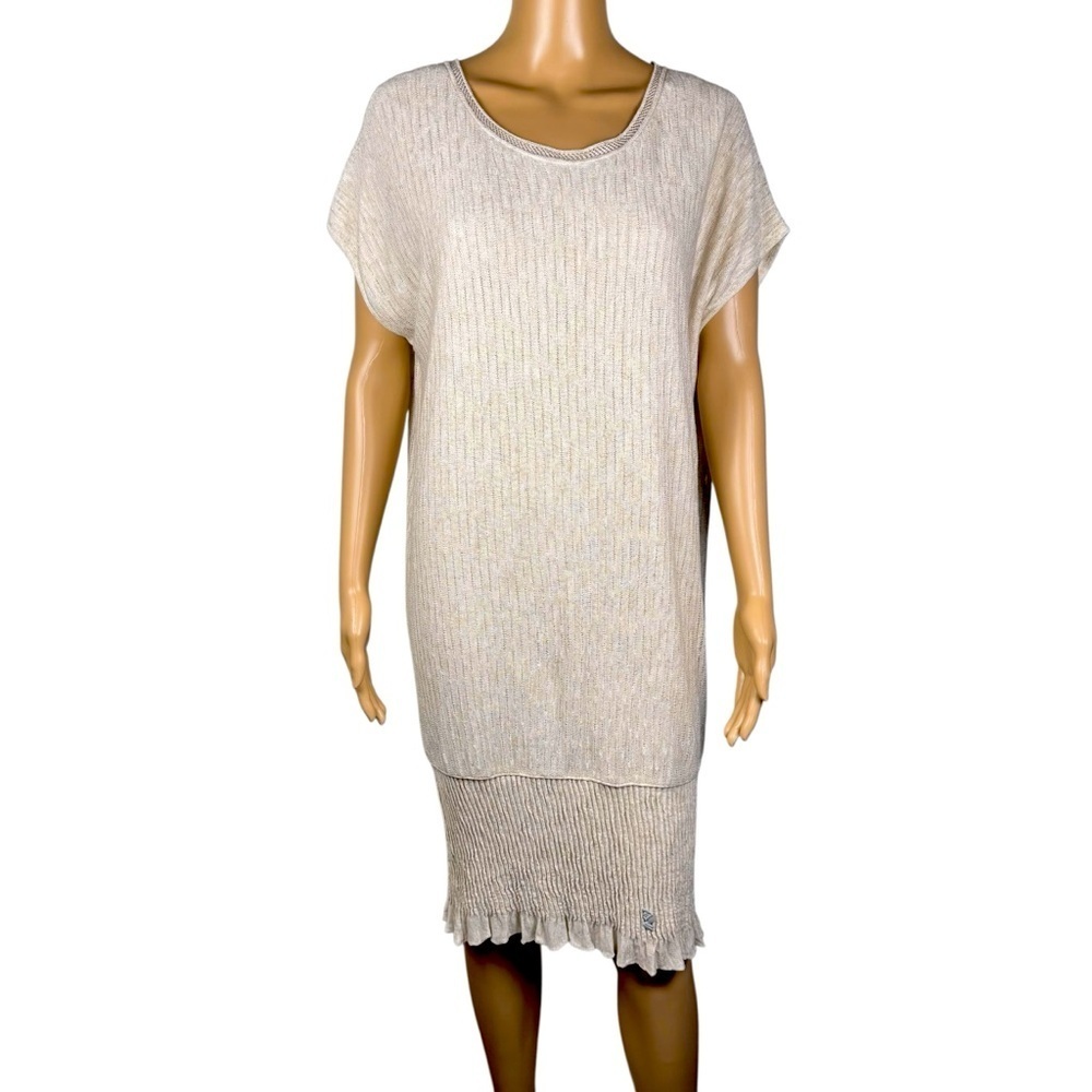 NWT New Roberta Scarpa Linen Blend Knit Midi Dress Made In Italy Size IT 40 US 6
